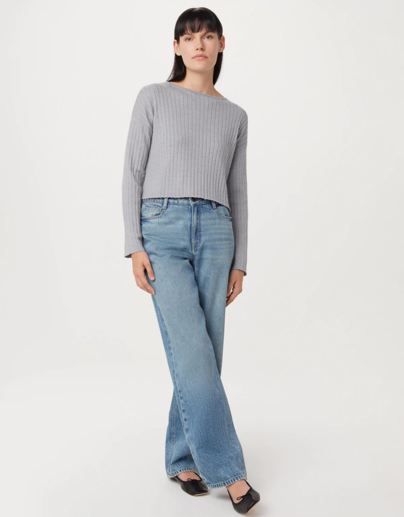 Frank & Oak 'Boat Neck' Crop Ribbed Knit Sweater