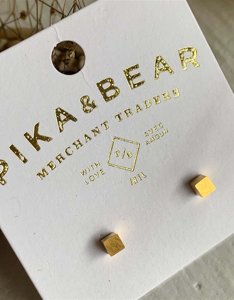 PIKA&BEAR '6' Minimalistic Cube Studs Earrings