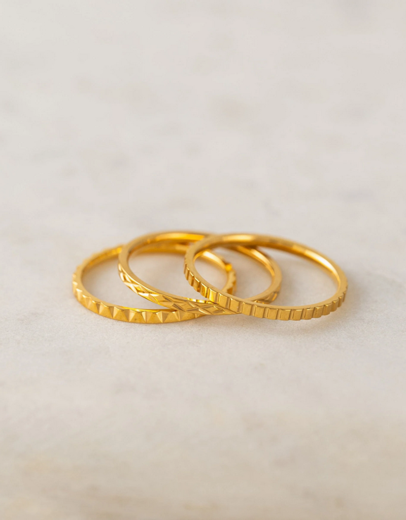 Lovers Tempo 'Brit' 18K Gold PVD Ring Stack