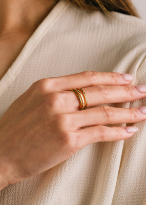 Lovers Tempo 'Brit' 18K Gold PVD Ring Stack