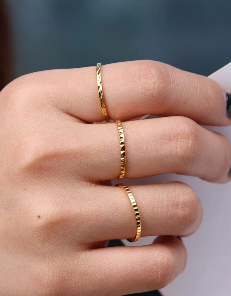Lovers Tempo 'Brit' 18K Gold PVD Ring Stack