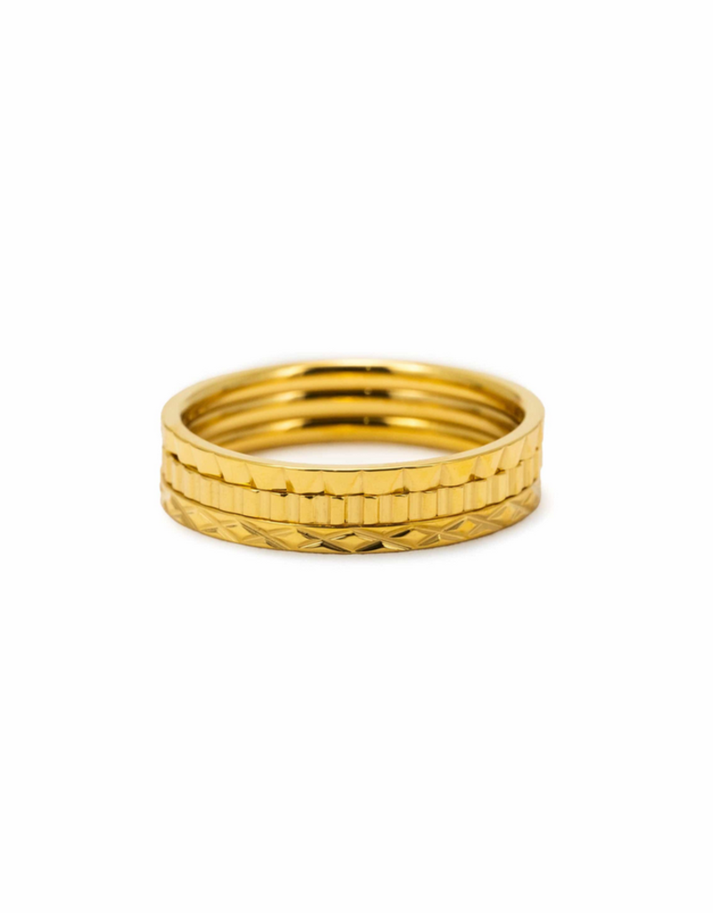 Lovers Tempo 'Brit' 18K Gold PVD Ring Stack