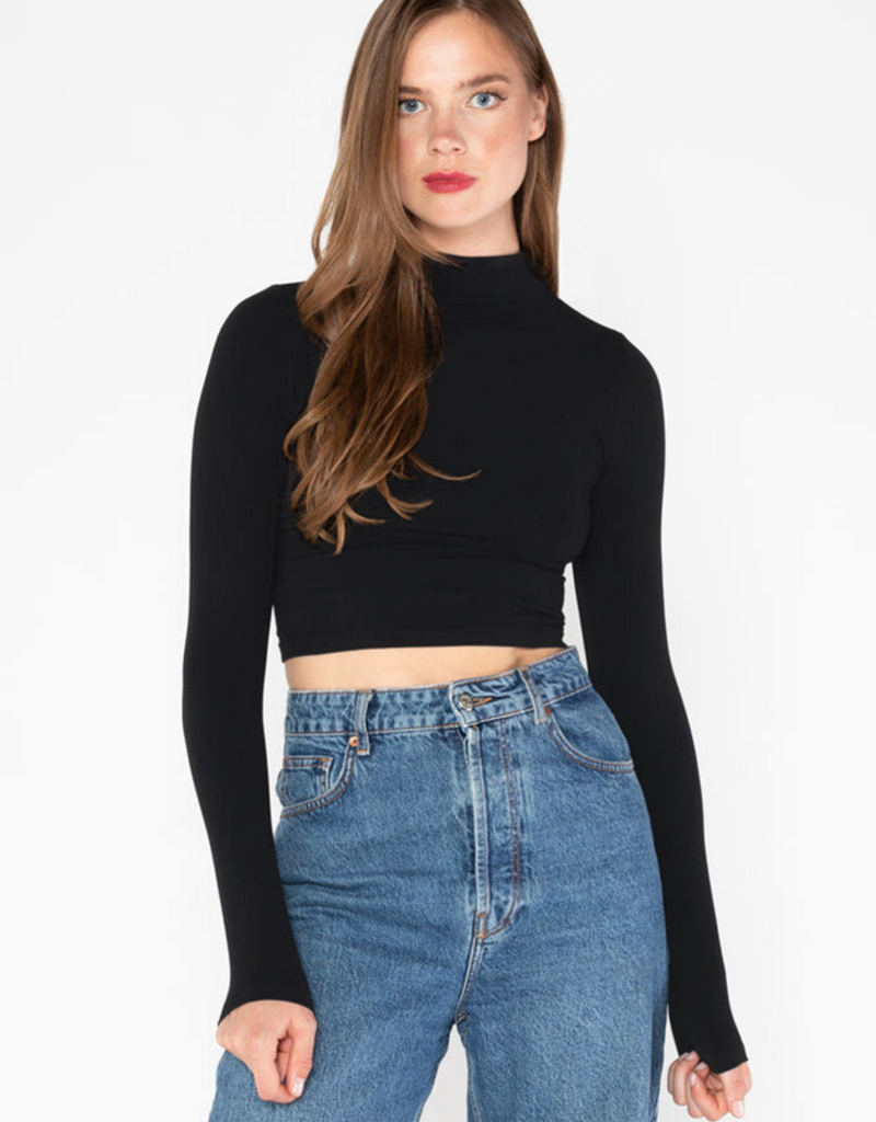 C'EST MOI 'Autumn' Bamboo L/Slv Crop Mockneck Top