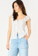 DEX 'Peyton' S/Slv Ruffle w/Split Hem Top