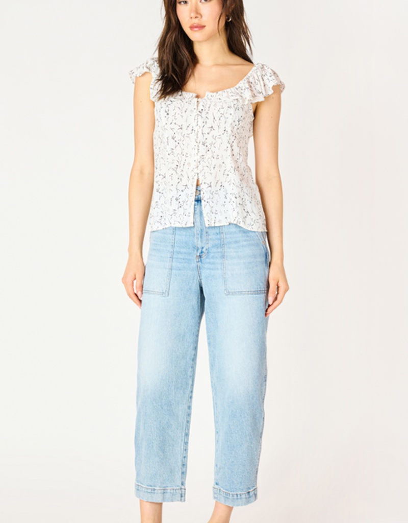 DEX 'Peyton' S/Slv Ruffle w/Split Hem Top