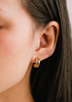 Lovers Tempo 'Solana' Plated Brass Double Huggie Earrings