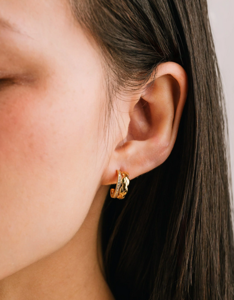 Lovers Tempo 'Solana' Plated Brass Double Huggie Earrings