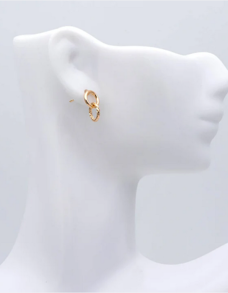 bec DESIGN 'Link' Textured Hoop Studs Earrings