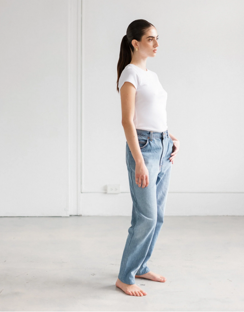 'The Ribbed Fitted Tee' w/Cap Sleeves Top