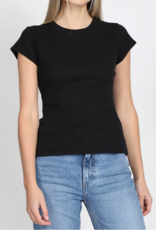'The Ribbed Fitted Tee' w/Cap Sleeves Top
