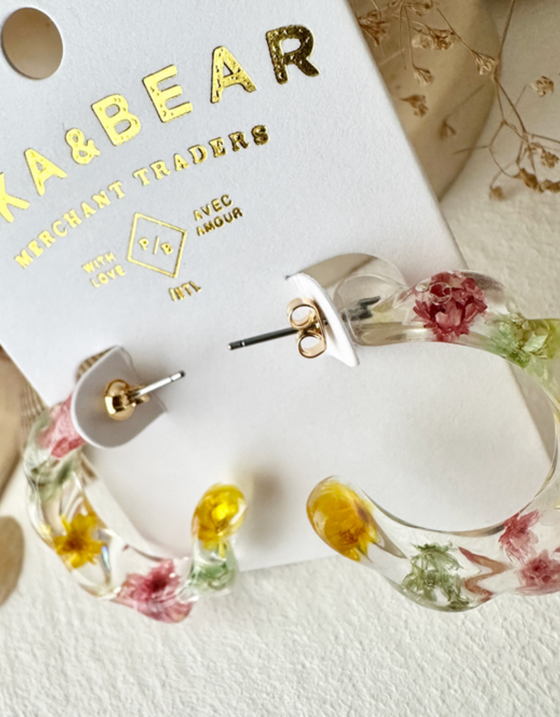 PIKA&BEAR 'Maypole' Hoop w/Dried Flowers Earrings