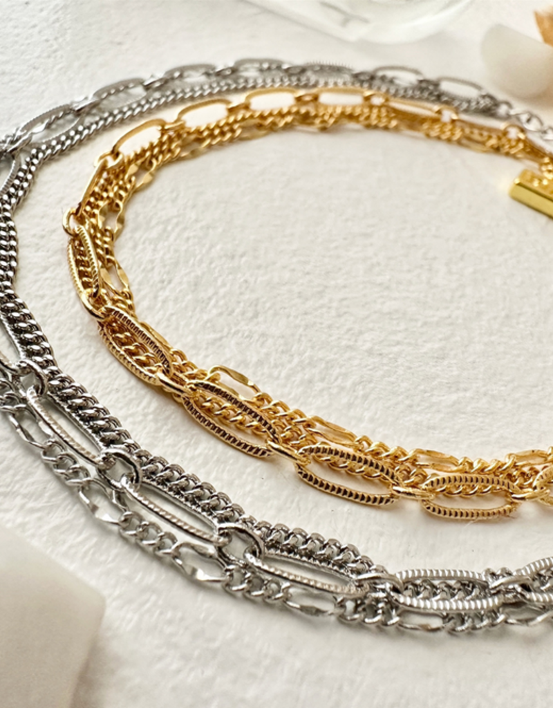 PIKA&BEAR 'Nanaimo' Triple Layer Textured Chain Bracelet