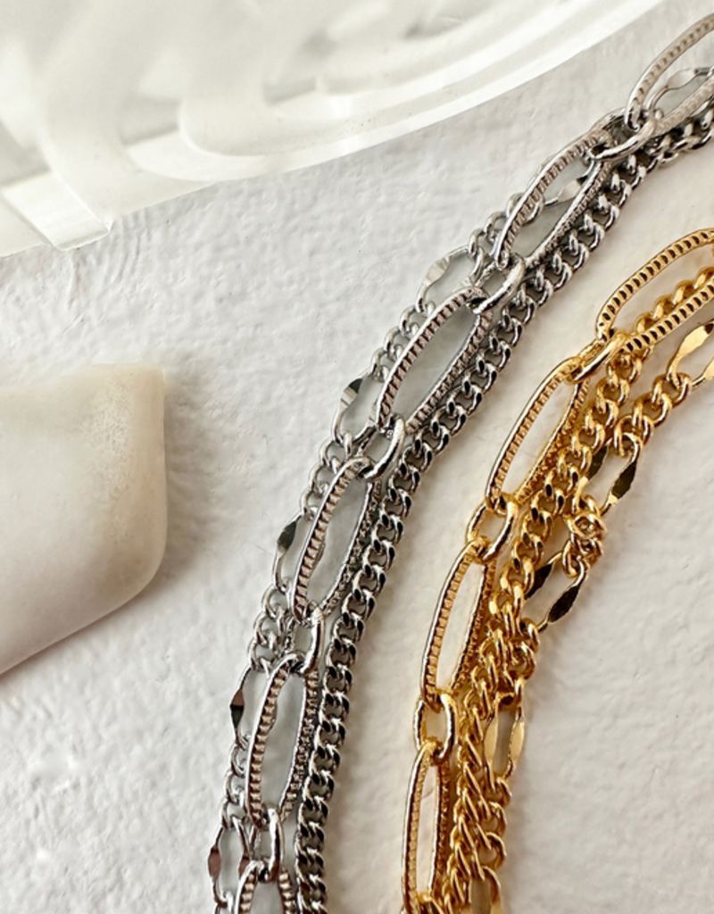 PIKA&BEAR 'Nanaimo' Triple Layer Textured Chain Bracelet
