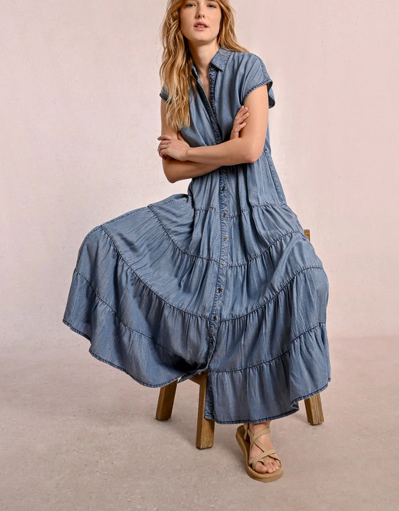 Molly Bracken 'Clover' Slv/Less Button Front Maxi Dress