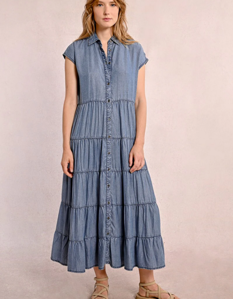 Molly Bracken 'Clover' Slv/Less Button Front Maxi Dress
