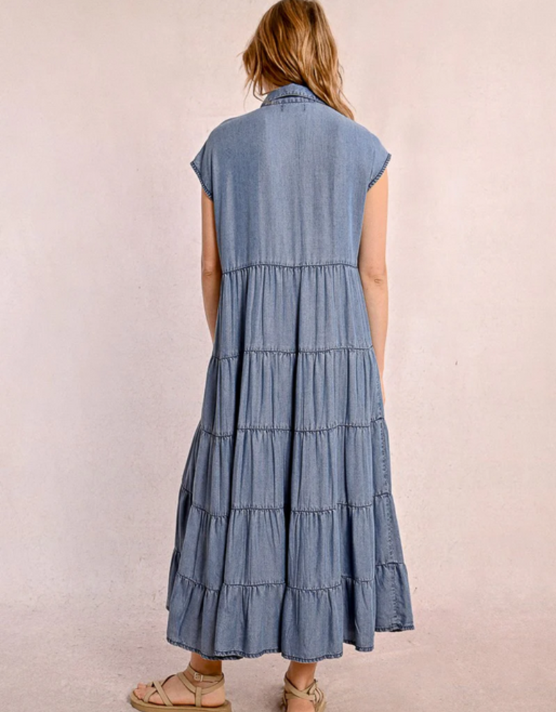 Molly Bracken 'Clover' Slv/Less Button Front Maxi Dress
