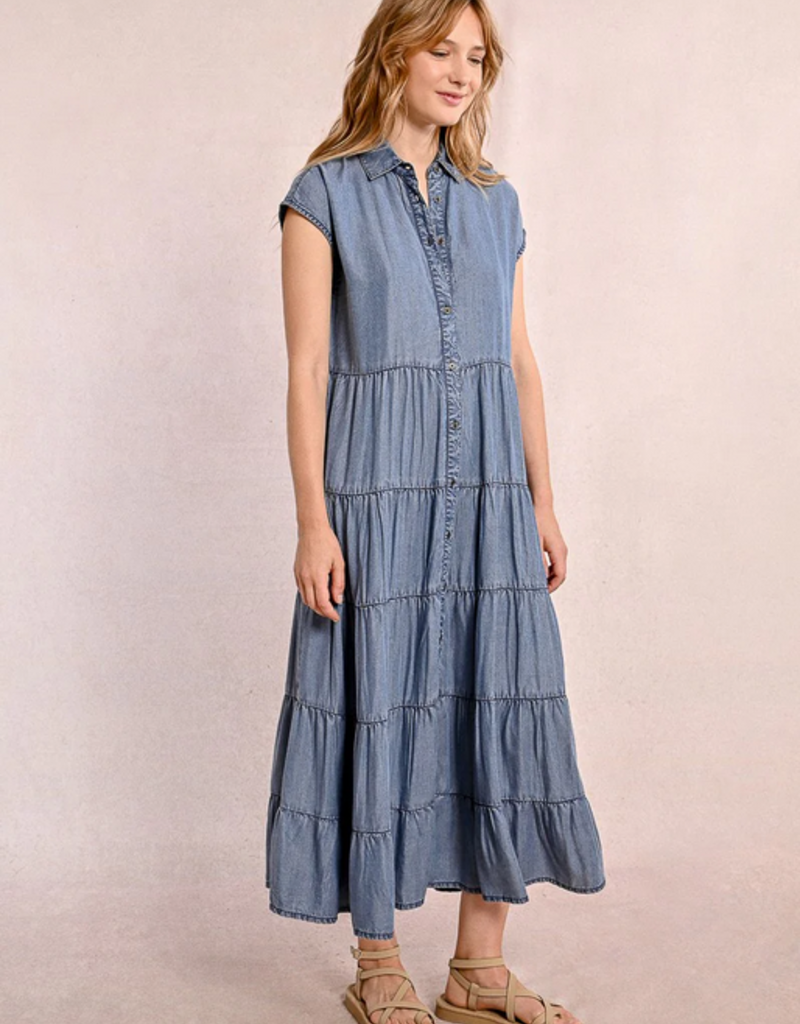 Molly Bracken 'Clover' Slv/Less Button Front Maxi Dress