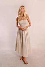 Molly Bracken 'Aria' Strapless Smocked Gauze Midi Dress