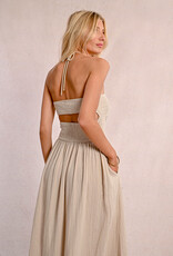 Molly Bracken 'Aria' Strapless Smocked Gauze Midi Dress