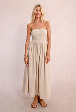 Molly Bracken 'Aria' Strapless Smocked Gauze Midi Dress