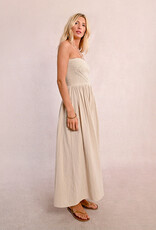Molly Bracken 'Aria' Strapless Smocked Gauze Midi Dress