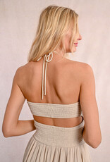 Molly Bracken 'Aria' Strapless Smocked Gauze Midi Dress