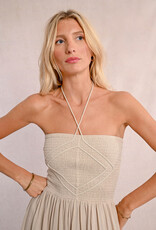 Molly Bracken 'Aria' Strapless Smocked Gauze Midi Dress