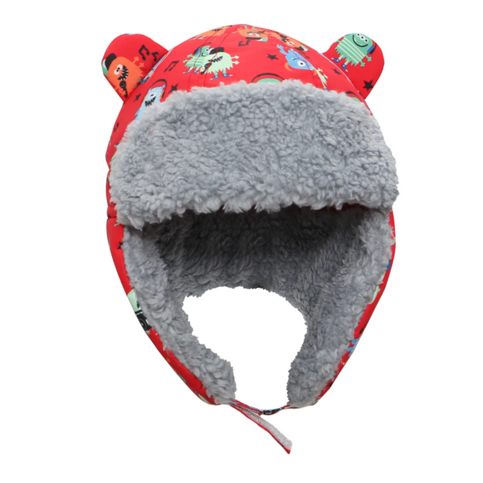 FlapJackKids FLAPJACK WATER REPELLENT TRAPPER HATS MONSTERS RED