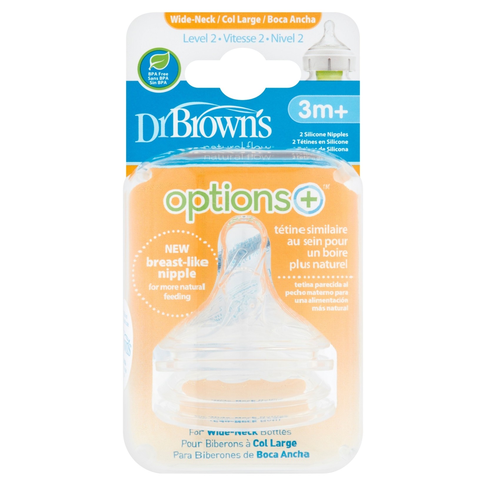 Dr Browns DR BROWNS OPTIONS WIDE NECK NIPPLES 2PK