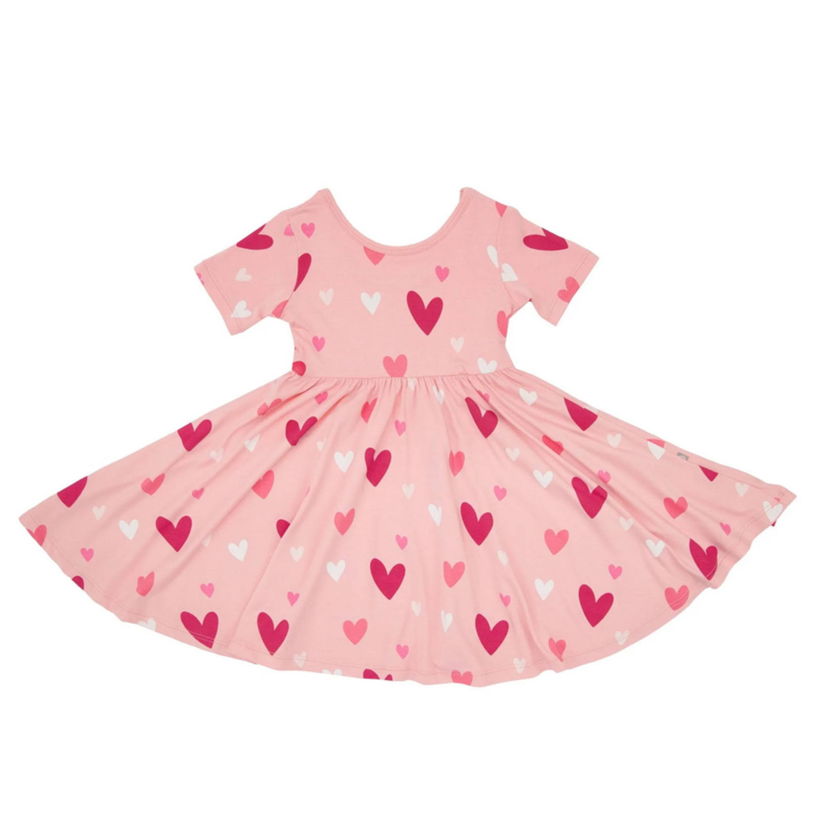 KYTE BABY TODDLER TWIRL DRESS SHORT SLEEVE CREPE HEARTS Ready Set Baby