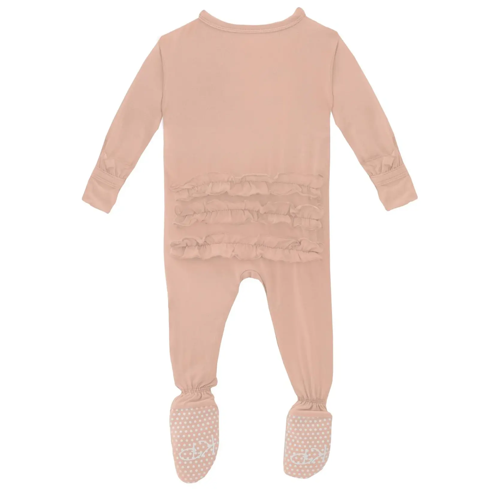 Kickee Pants KICKEE PANTS RUFFLE FOOTIE ZIPPER PEACH BLOSSOM