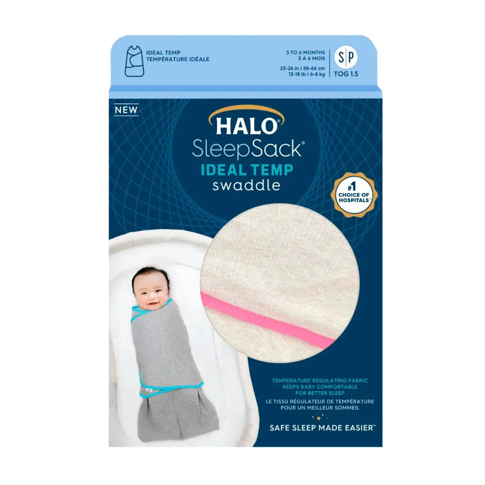 Halo HALO IDEAL TEMP 1.5 TOG SWADDLES OATMEAL / PINK