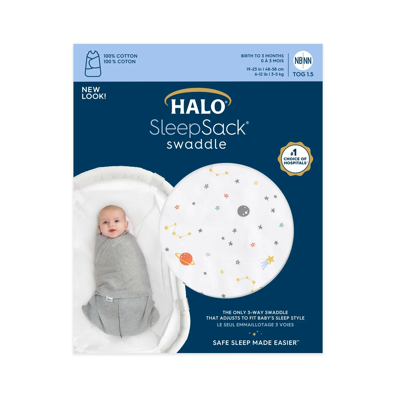 Halo HALO COTTON 1.5 TOG SWADDLES SPACE
