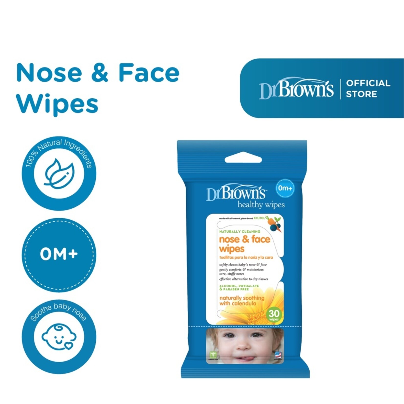 Dr Browns DR BROWNS NOSE & FACE WIPES 30 PACK