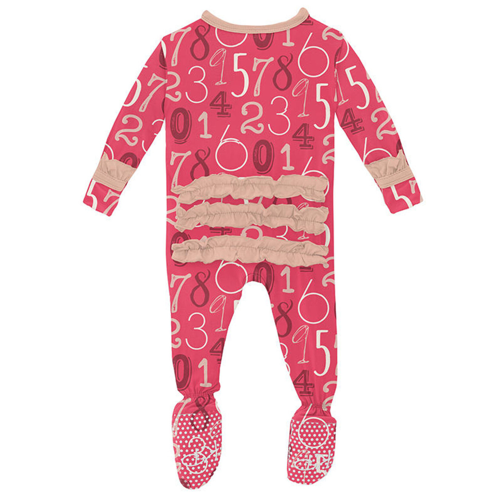 Kickee Pants KICKEE PANTS ZIPPERED RUFFLE FOOTIE TAFFY MATH 3T