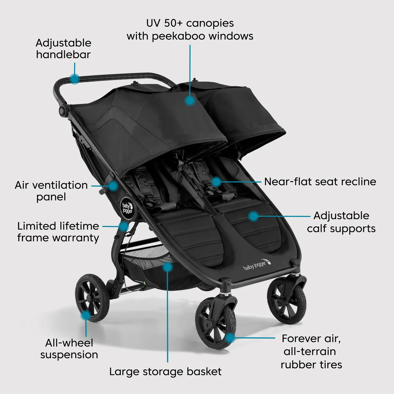 Baby Jogger BABY JOGGER CITY MINI GT2 DOUBLE STROLLER JET
