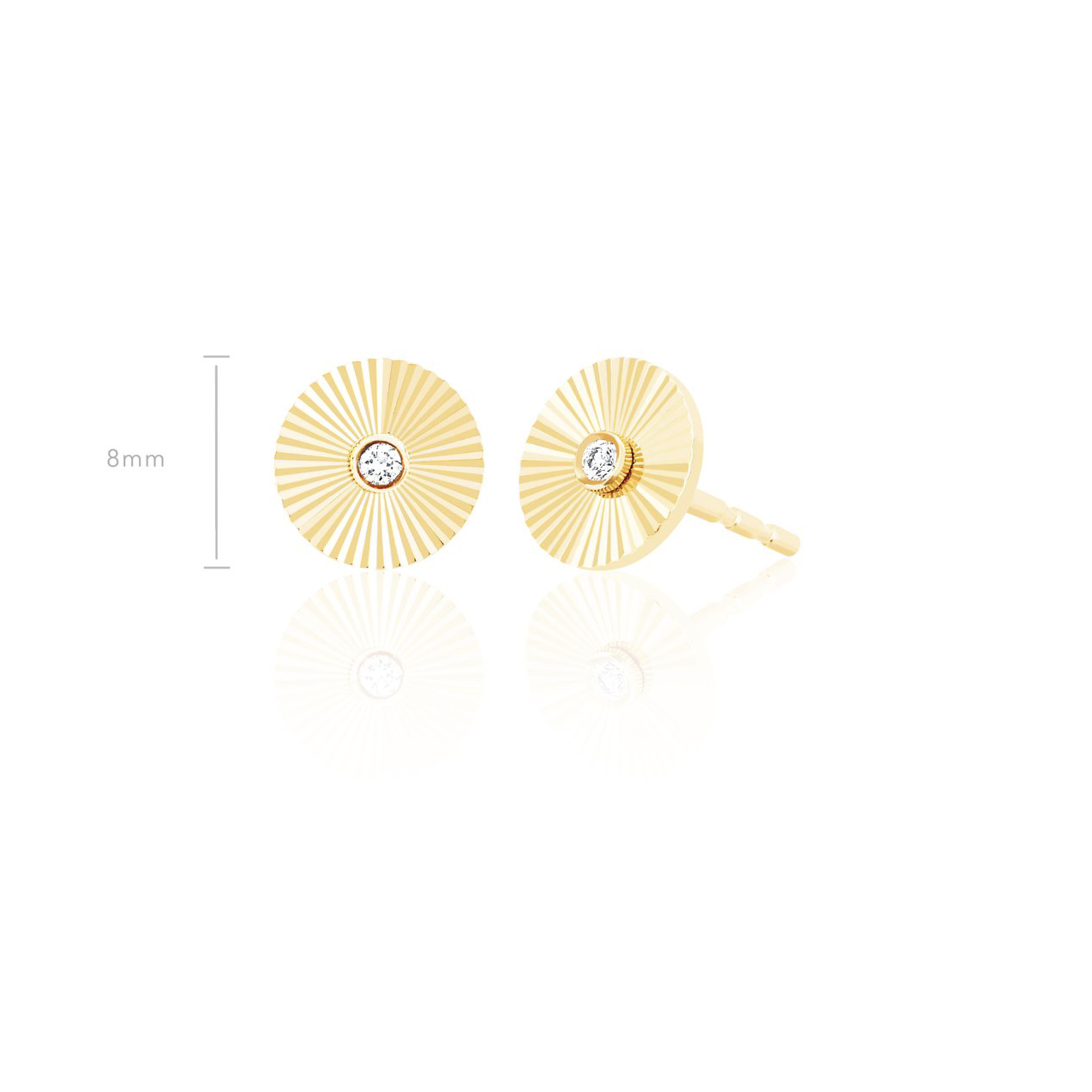 EF COLLECTION 14KY Diamond Fluted Disc Studs