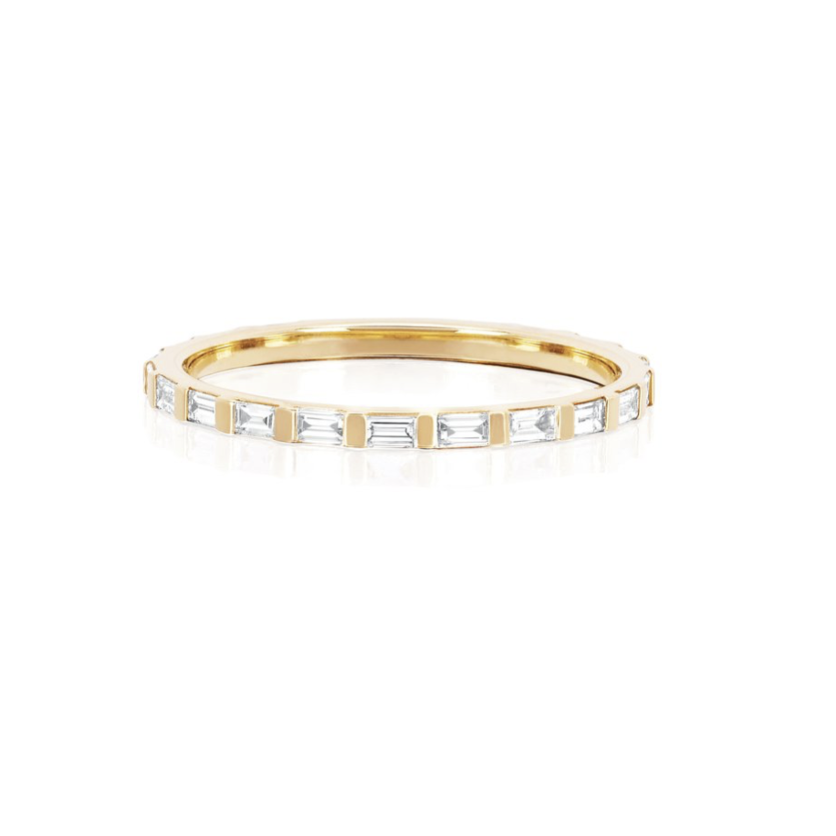 EF COLLECTION 14KY Half Diamond Baguette Eternity Ring -Size 7