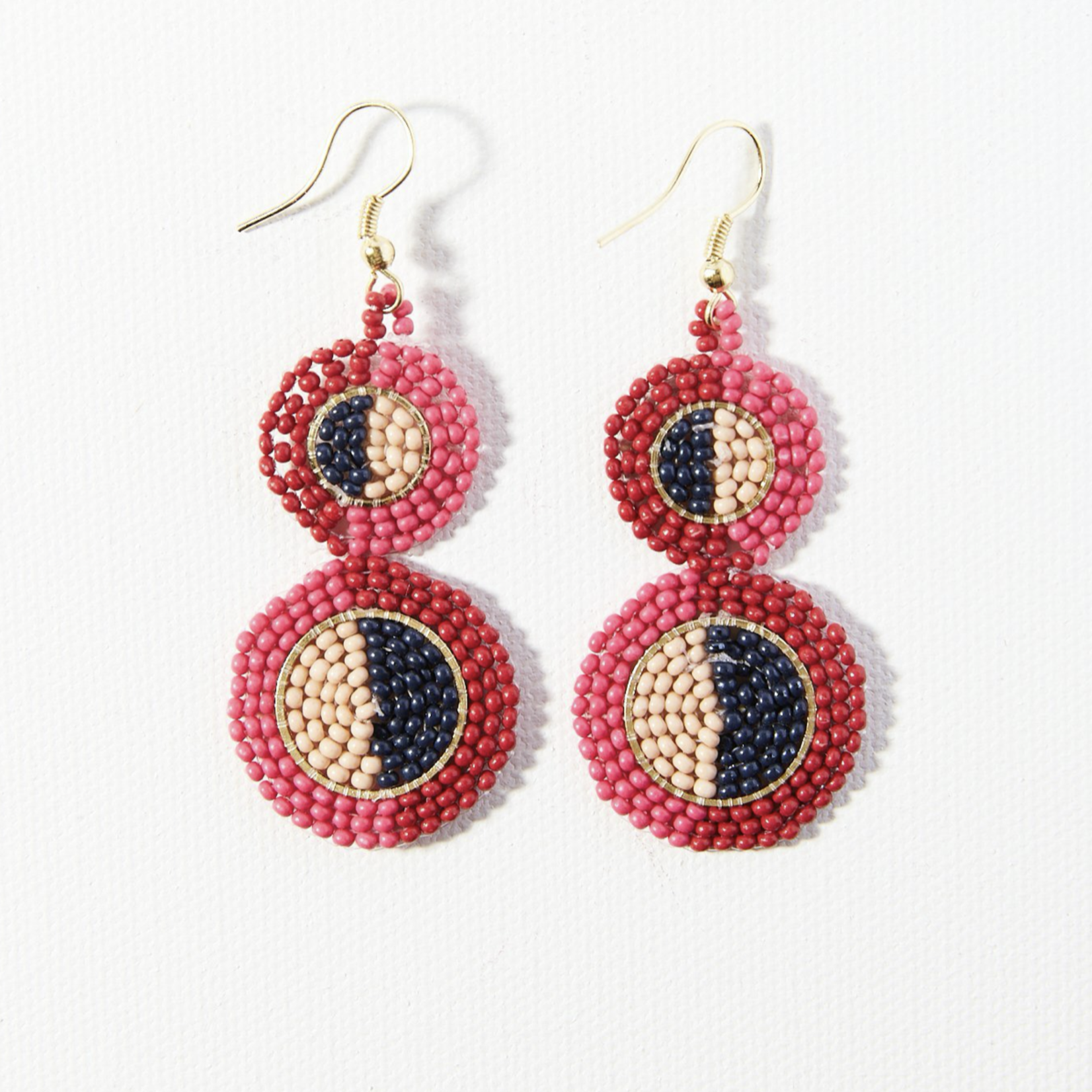 INK + ALLOY Pink & Red Double Disc Beaded Earring