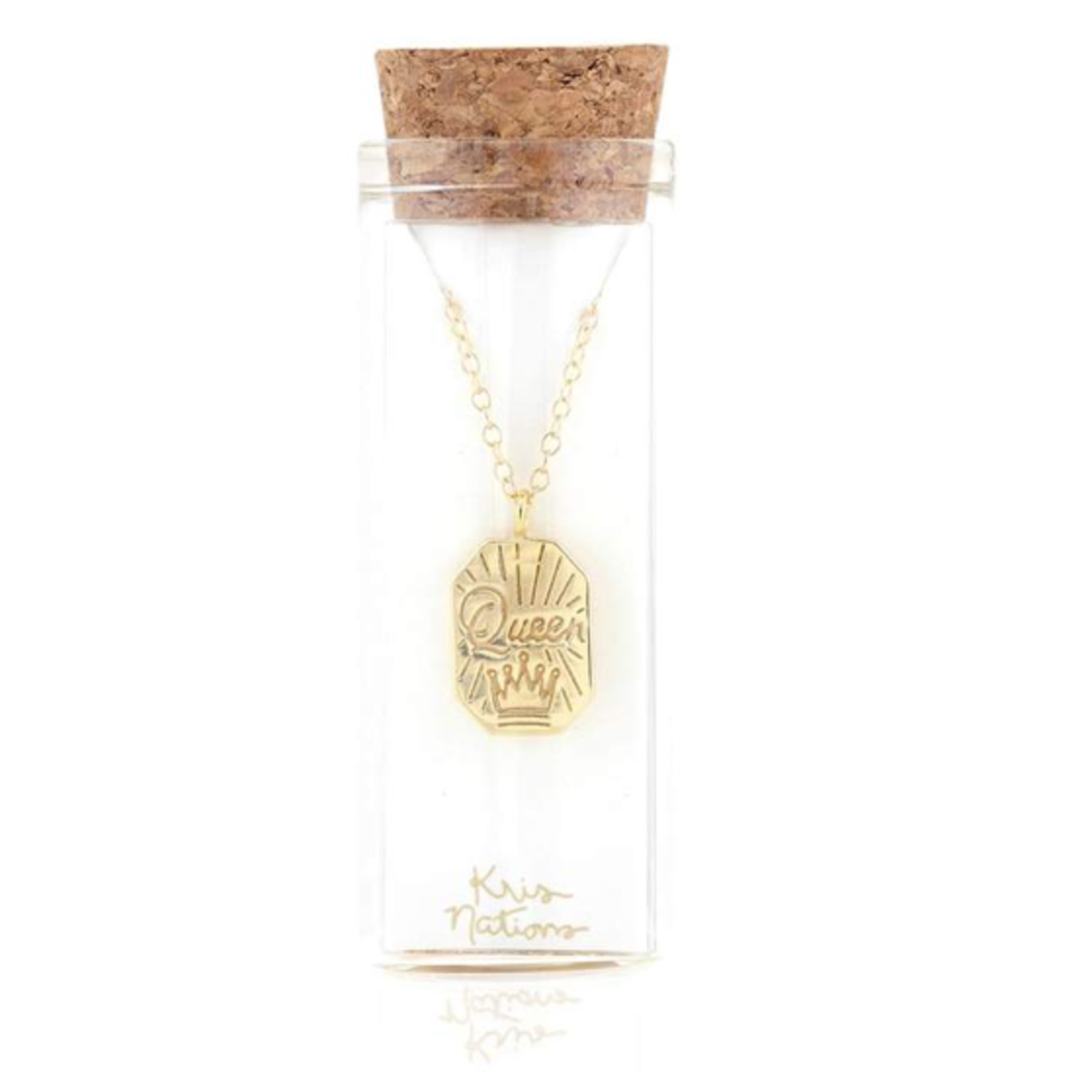 KRIS NATIONS Queen Dog Tag Charm Necklace