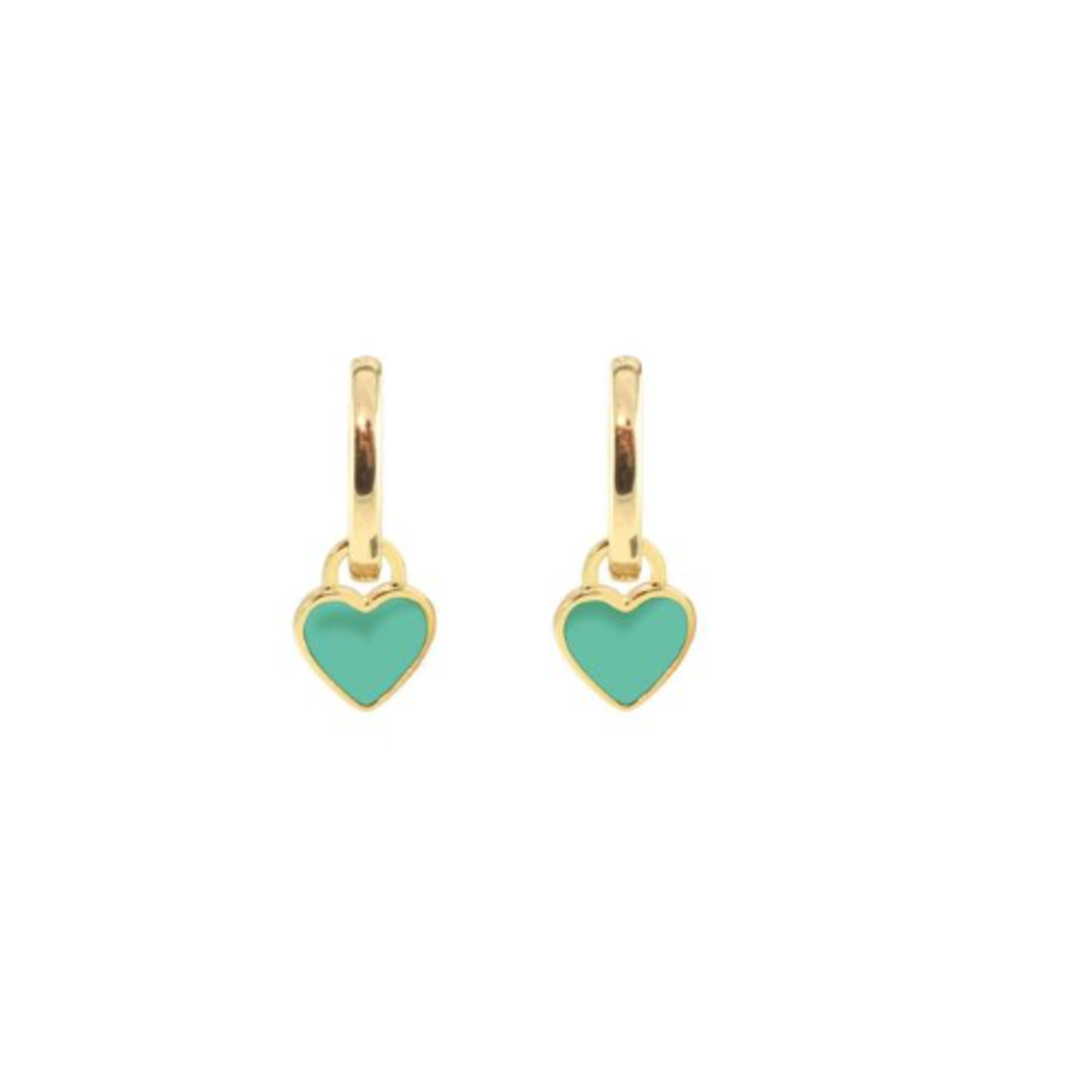 KRIS NATIONS Turquoise Heart Huggie Hoop Earrings