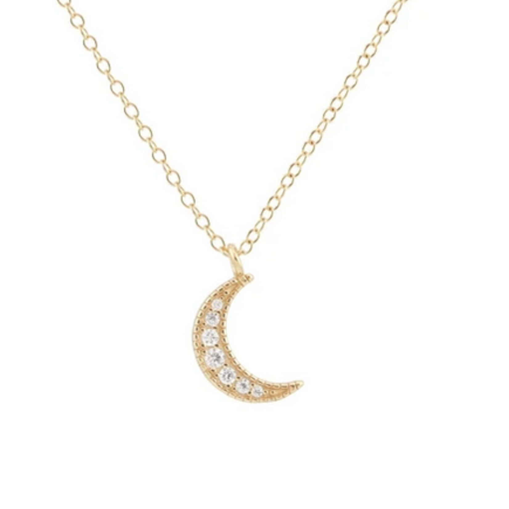 KRIS NATIONS Crescent Moon Crystal Charm Necklace