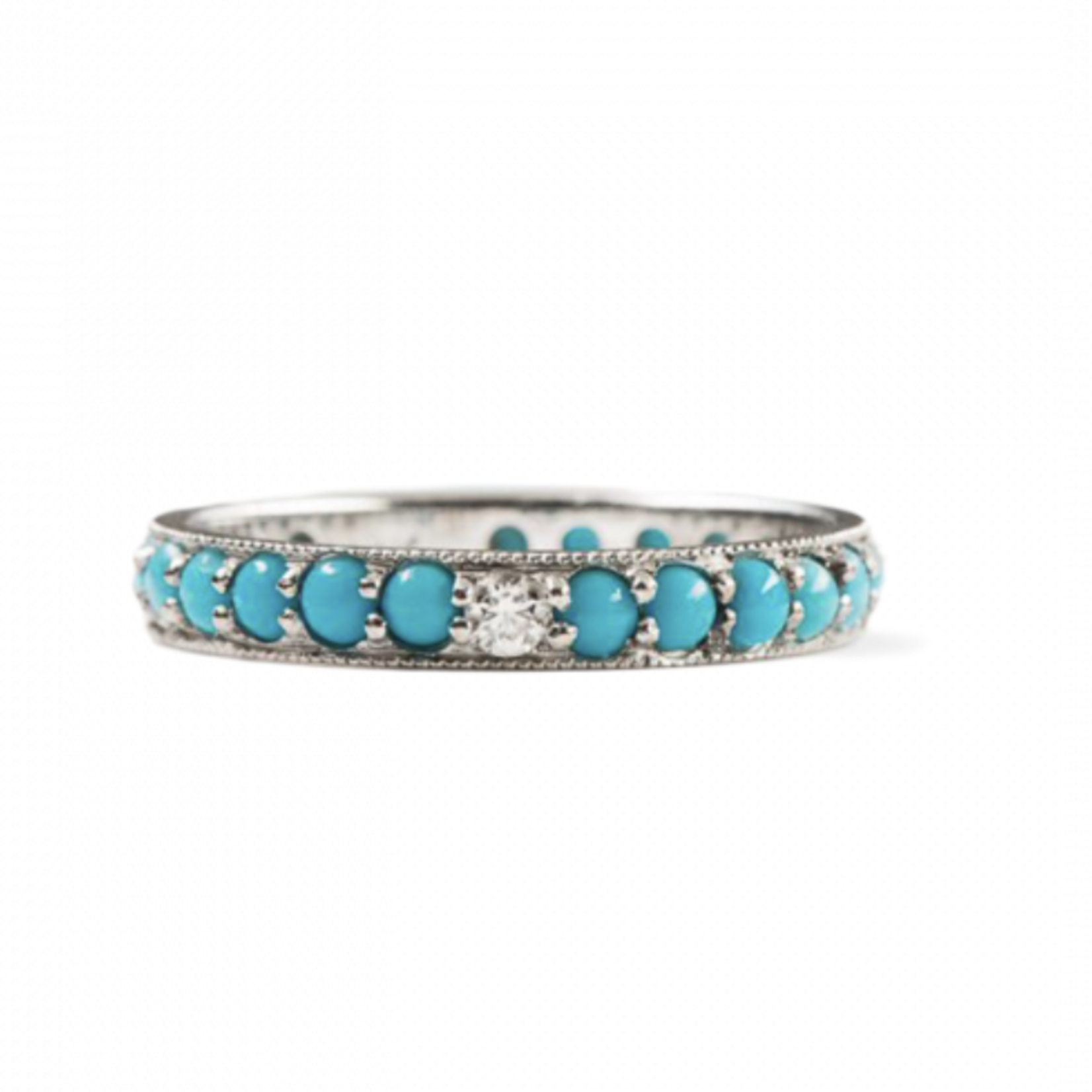 ILA Dunbar 14KW Diamond & Turquoise Ring- Size 6 1/2