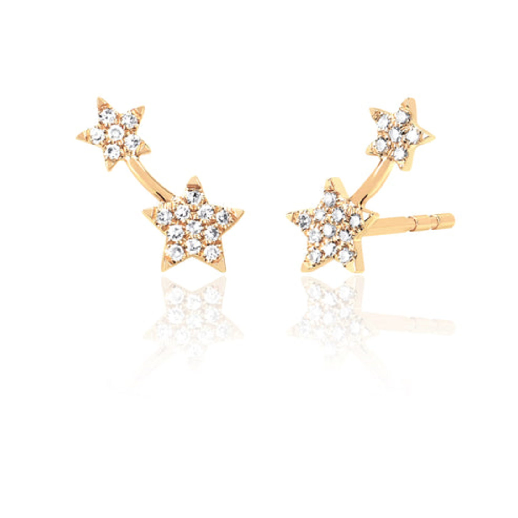 EF COLLECTION 14KY Diamond Double Star Earring