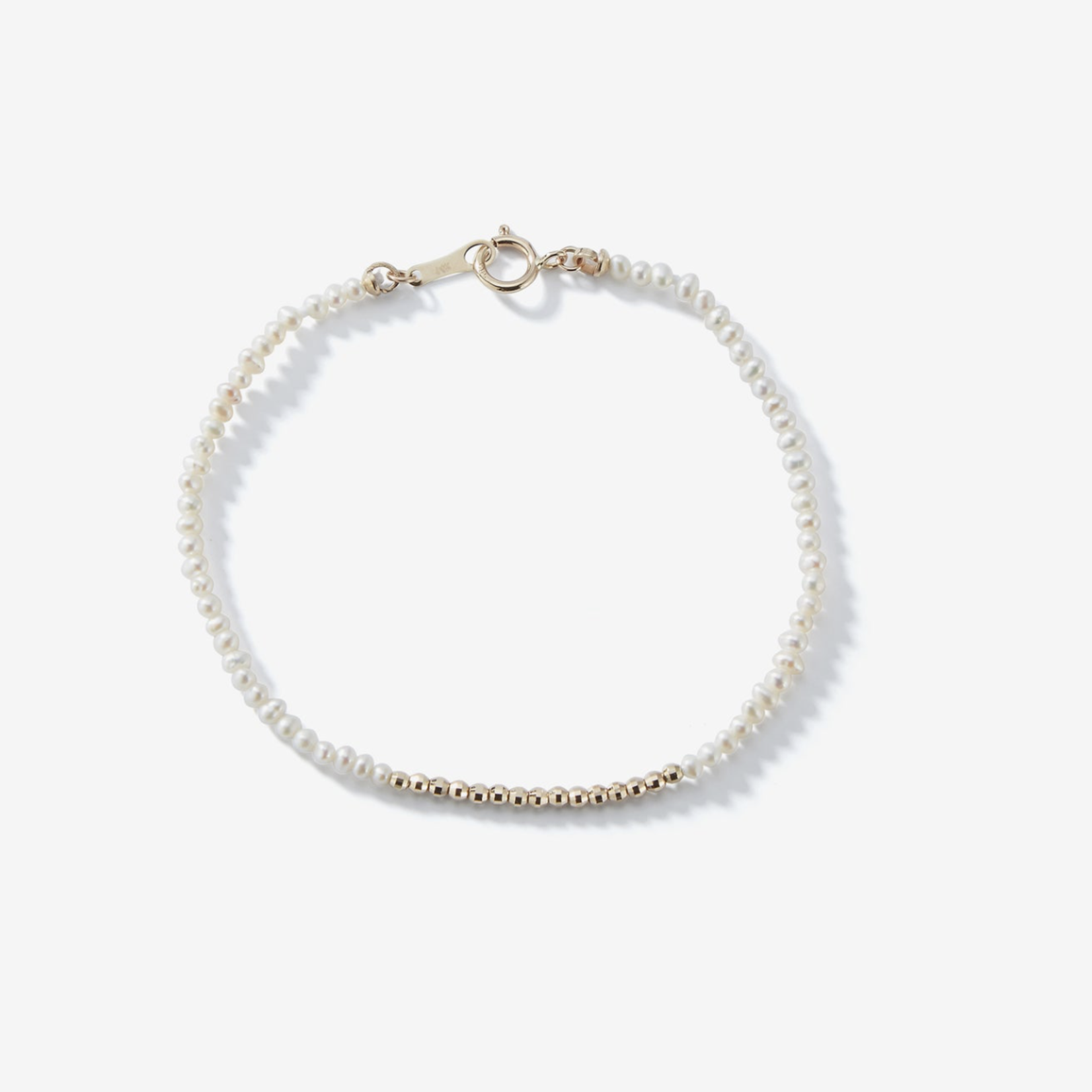 MIZUKI 14KY Dancing Freshwater Pearl w/ Gold Beads Bracelet