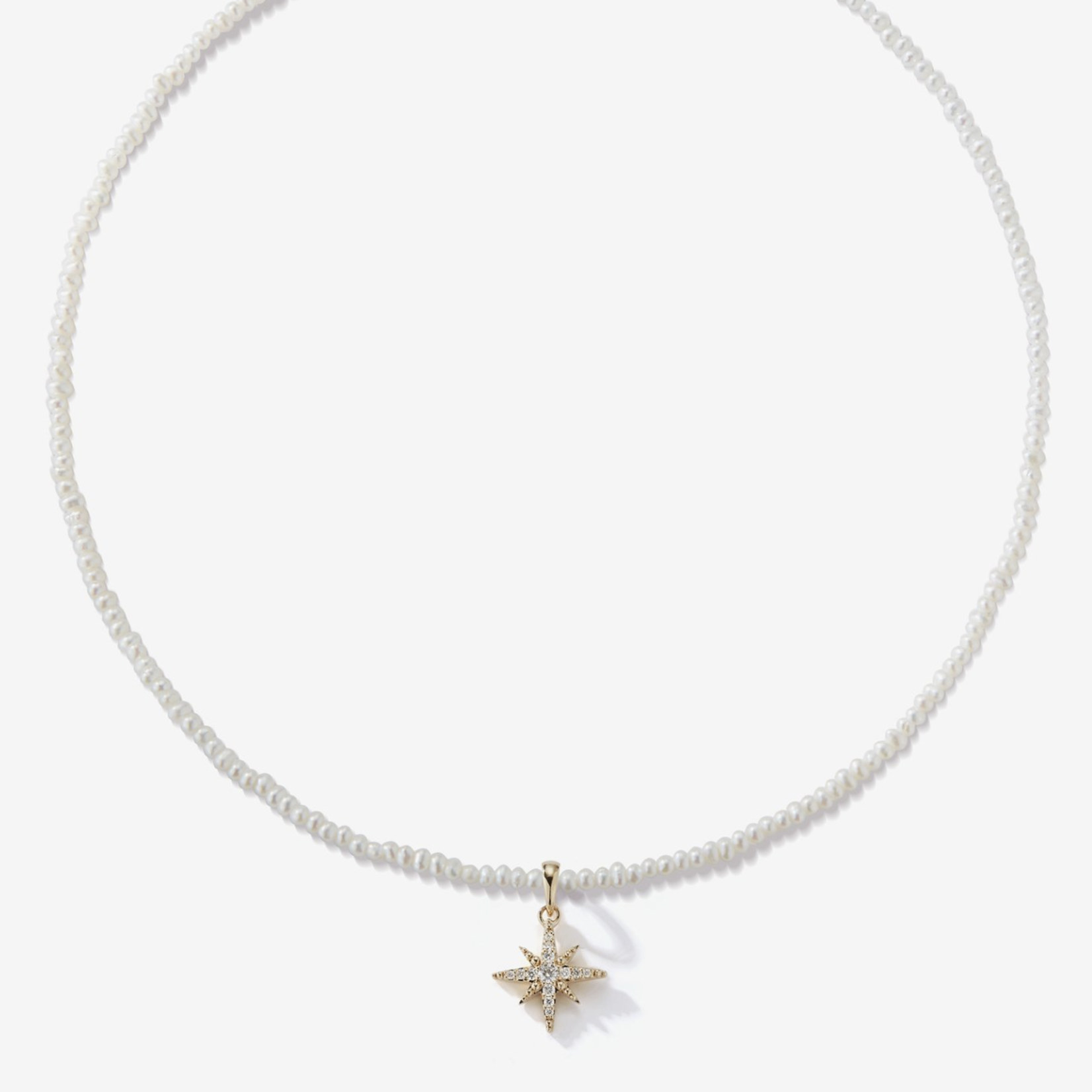 MIZUKI 14KY Fresh Water Pearl & Diamond Star Necklace