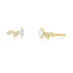 EF COLLECTION 14KY Triple Marquise Stud Earring