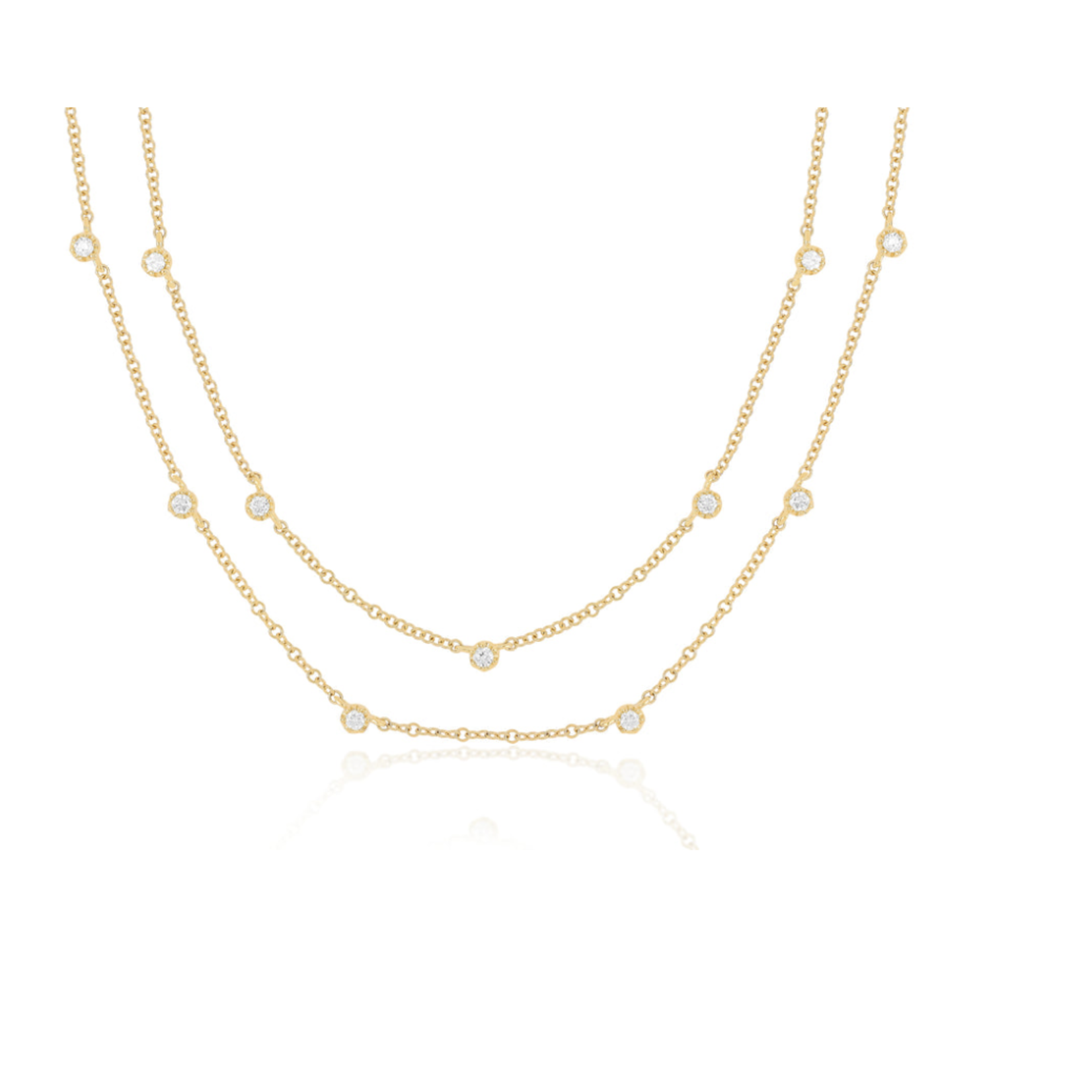 EF COLLECTION 14KY Diamond Crown Double Strand Necklace
