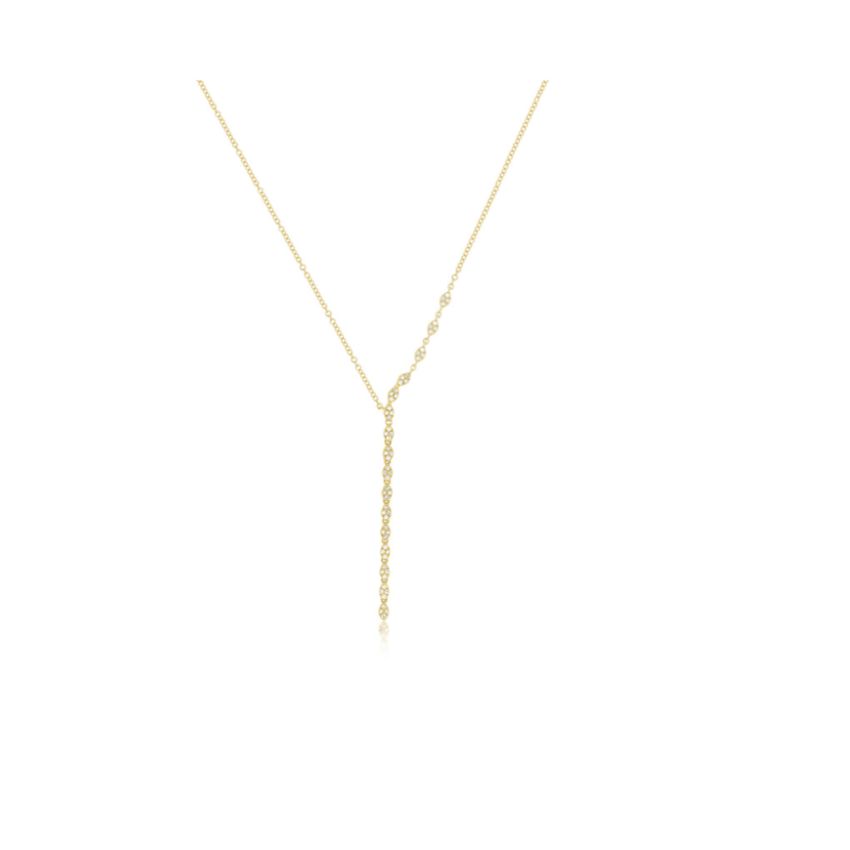EF COLLECTION 14KY Pave Diamond Marquise Waterfall Necklace