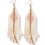 INK + ALLOY Ivory w/Blush Luxe Diamond Gold Stripe Fringe Earring 4.25"